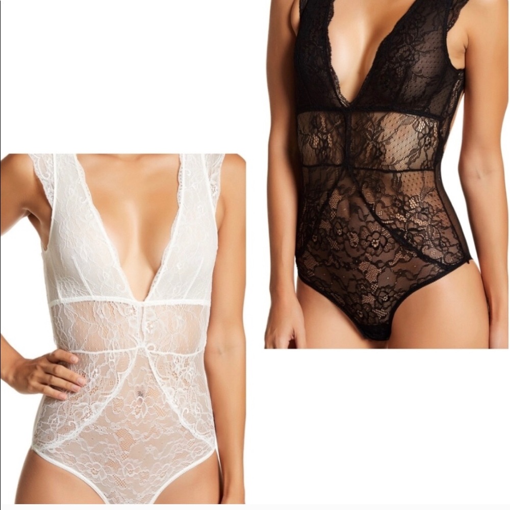 Sam Edelman Black & White Lace Bodysuit Teddy